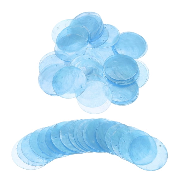 100Pcs Capiz Shells, 5cm/1.97" Round Natural Shells with 2 Holes for Seashell Wind Chimes Curtain Shell Garland DIY Craft Wedding Home Decoration, Light Blue