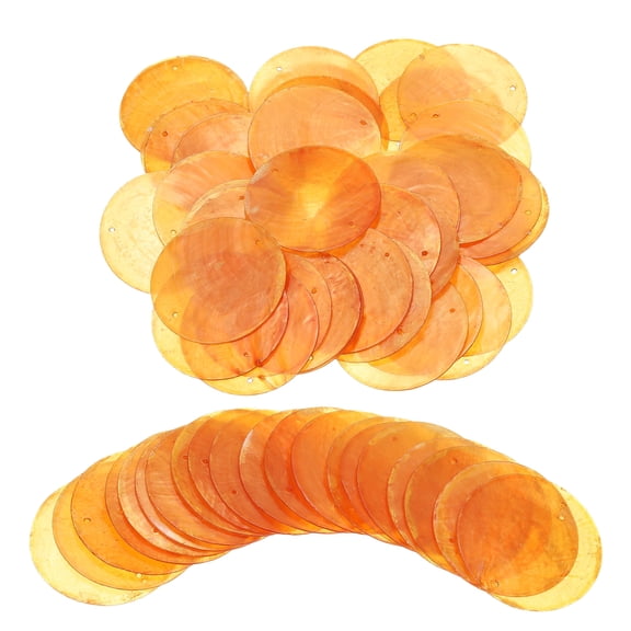 100Pcs Capiz Shells, 5cm/1.97" Round Natural Shells with 2 Holes for Seashell Wind Chimes Curtain Shell Garland DIY Craft Wedding Home Decoration, Orange