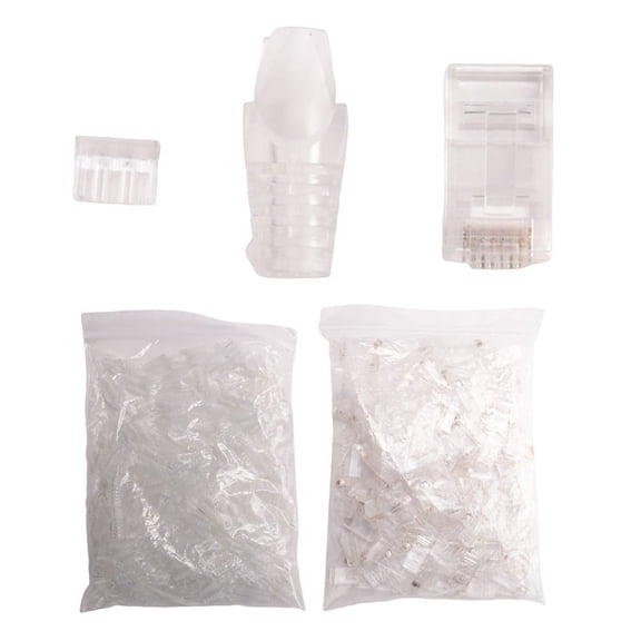 100Pcs Cat6 RJ45 Connector UTP Cable Ethernet Jack 8P8C Network CAT 6 Modular Plugs with 6.5Mm RJ45 Caps