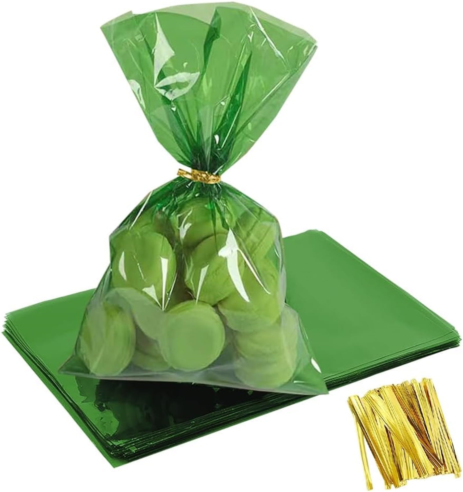 100 Clear Candy Bags 4x11 Inch With Twist Ties - Plastic Treat Bags For Party Favors