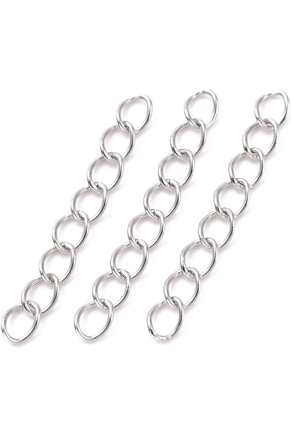 100Pcs Chain Extender 304 Stainless Steel Curb Chains End Chains Necklace Extender Chain Set for Jewelry Making