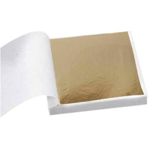 100Pcs Champagne Gold Leaf Foil Leaf Sheets, 3.15 x 3.35 inches Gilding Foil Imitation Gold Leaf for DIY Nails Art Painting Gilding Crafting Decoration