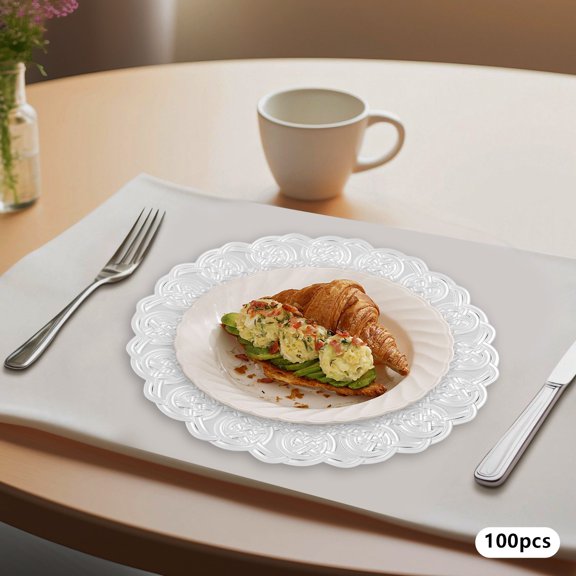 100Pcs Charger Plates Embossed Dinner Plate 13*0.79in for Wedding Party Banquet Restaurant