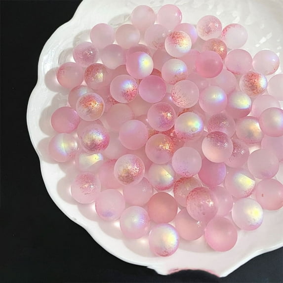 100Pcs Charming Glass Marbles Bulk, Marble Run Games, Vase Fillers, for Gifts and Crafts (0.39in/10mm, Pink)