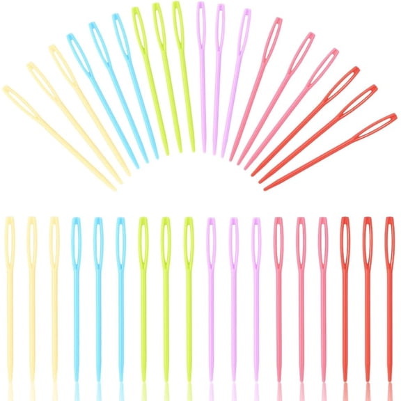 100Pcs Child Plastic Knit Needles Sewing Knitting Stitch Mixed Color 71x4x3mm Hole: 17x2mm