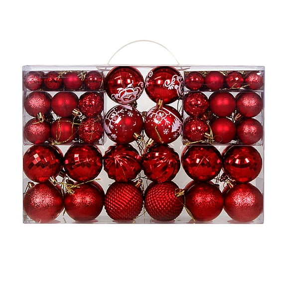 100Pcs Christmas Ball Ornaments for Christmas Tree Decorations, Xmas Tree Red Shatterproof Ball Ornaments with Hanging Loop for Holiday and Party Decoration