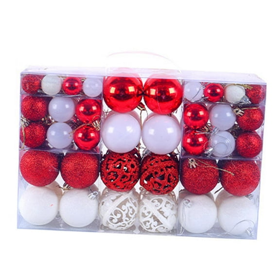 100Pcs Christmas Balls Ornaments Christmas Tree Hanging Decorations Xmas Tree Decor for Party Festival Wedding Birthday Yard Red and White
