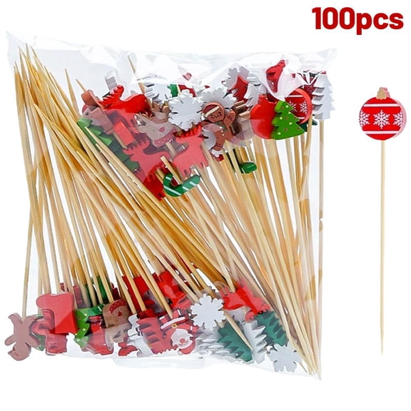 100Pcs Christmas Cocktail Pick Disposable Skewer Santa Claus Snowman Pick Fork Xmas Buffet Party Toothpick Decor cocktails cocktail cocktails christmas cocktails cocktail cocktails christmas s