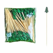 100Pcs Christmas Cocktail Picks, Wooden Fancy Skewers Toothpicks for Appetizers Food Drink Fruit Sandwich BBQ Xmas Cocktail Party Accessories Party Supplies, Green