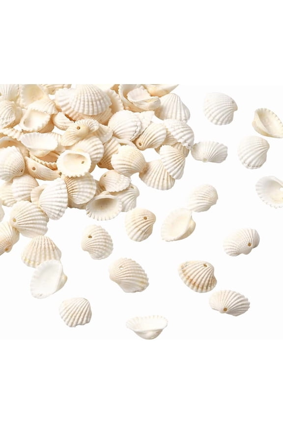 100Pcs Clam Shell Charm Natural Seashell Charms Bulk White Summer Sea Ocean Beach Themed Aesthetic Shells Shape Pendants