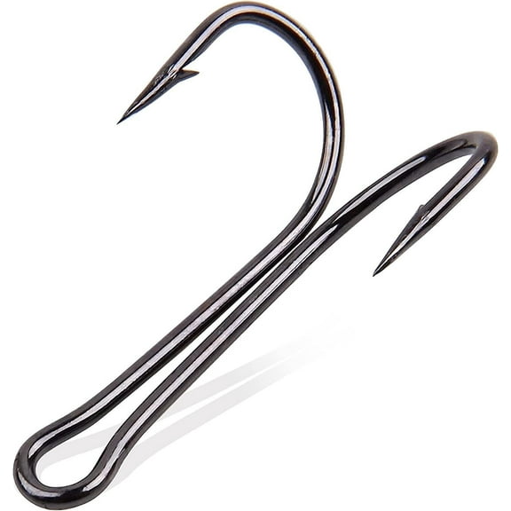 100Pcs Classic Double Hook Open Shank Frog Hooks High Carbon Steel Barbed Hooks