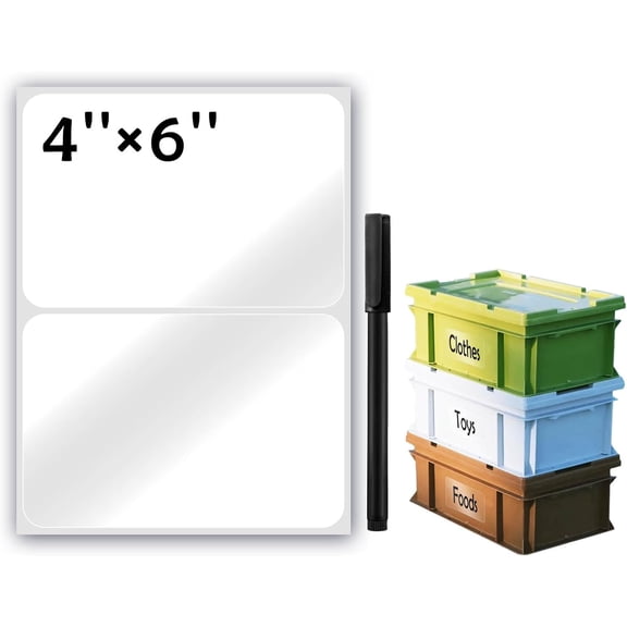 100Pcs Clear Large Labels for Storage Bins,6x4 Inch Removable Labels,Large Labels for Blank Box,Strong Adhesive Tear Resistant No Residue Blank Labels (Trasparent)