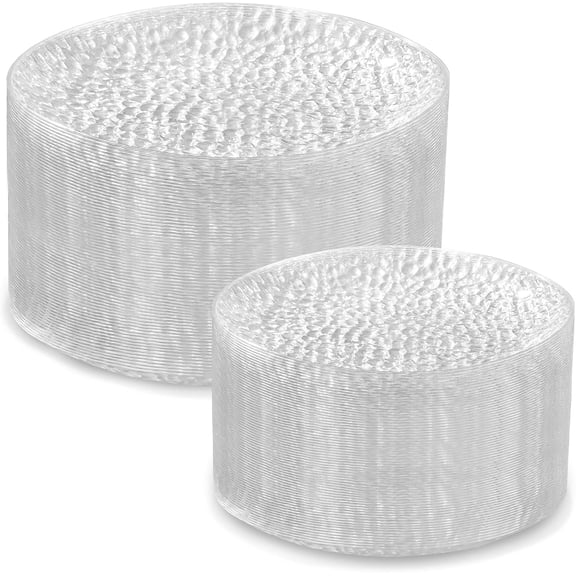 100Pcs Clear Plastic Plates, Heavy Duty Party Plates, Hammered Disposable Plates Include 50 Clear Fancy Dessert Plate, 50 Dinner Plate for Wedding Party