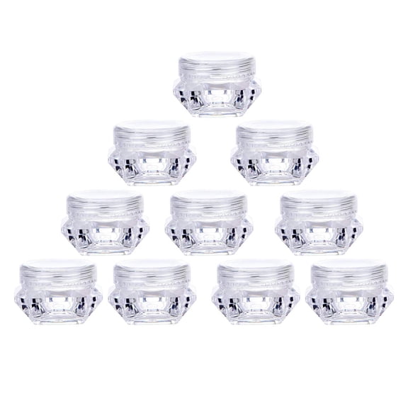 100Pcs Clear Refillable Empty DIY Cosmetic Pot Jars Case Diamond-shape Sample Bottles Vials Container for Eye Shadow Nails Powder Jewelry Makeup Cream Lotion Storage Travel Small Jar (3G)