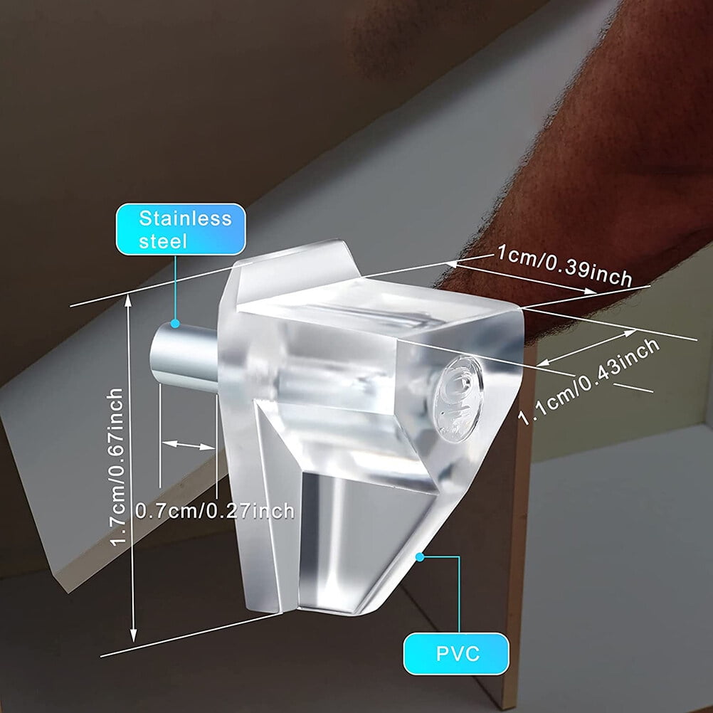 100Pcs Clear Shelf Support Peg 3mm Shelf Plastic Bracket For Furniture