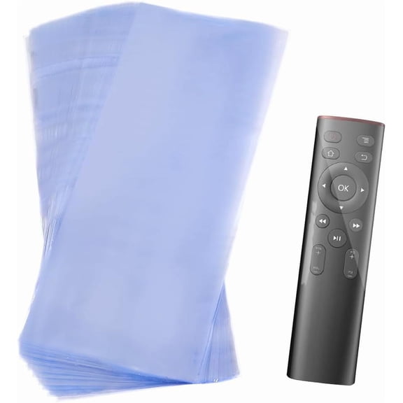 100Pcs Clear Shrink Wrap Bags 7.9 x 3.2 Inch Plastic Remote Control Cover Protector Waterproof Dustproof Rectangle Film Heat Seal Bag for Packagaing Remote Control DIY Craft Projects