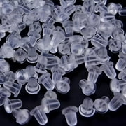 100Pcs Clear Soft Earring Hook Bullet Stopper Earnut Rubber Back Clear Soft