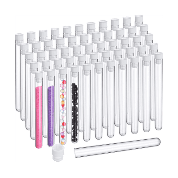 100Pcs Clear Test Tubes with Lids 25 Ml Plastic Tube 16 X 150 Mm Plastic Vials for Scientific Experiments Party Supplies