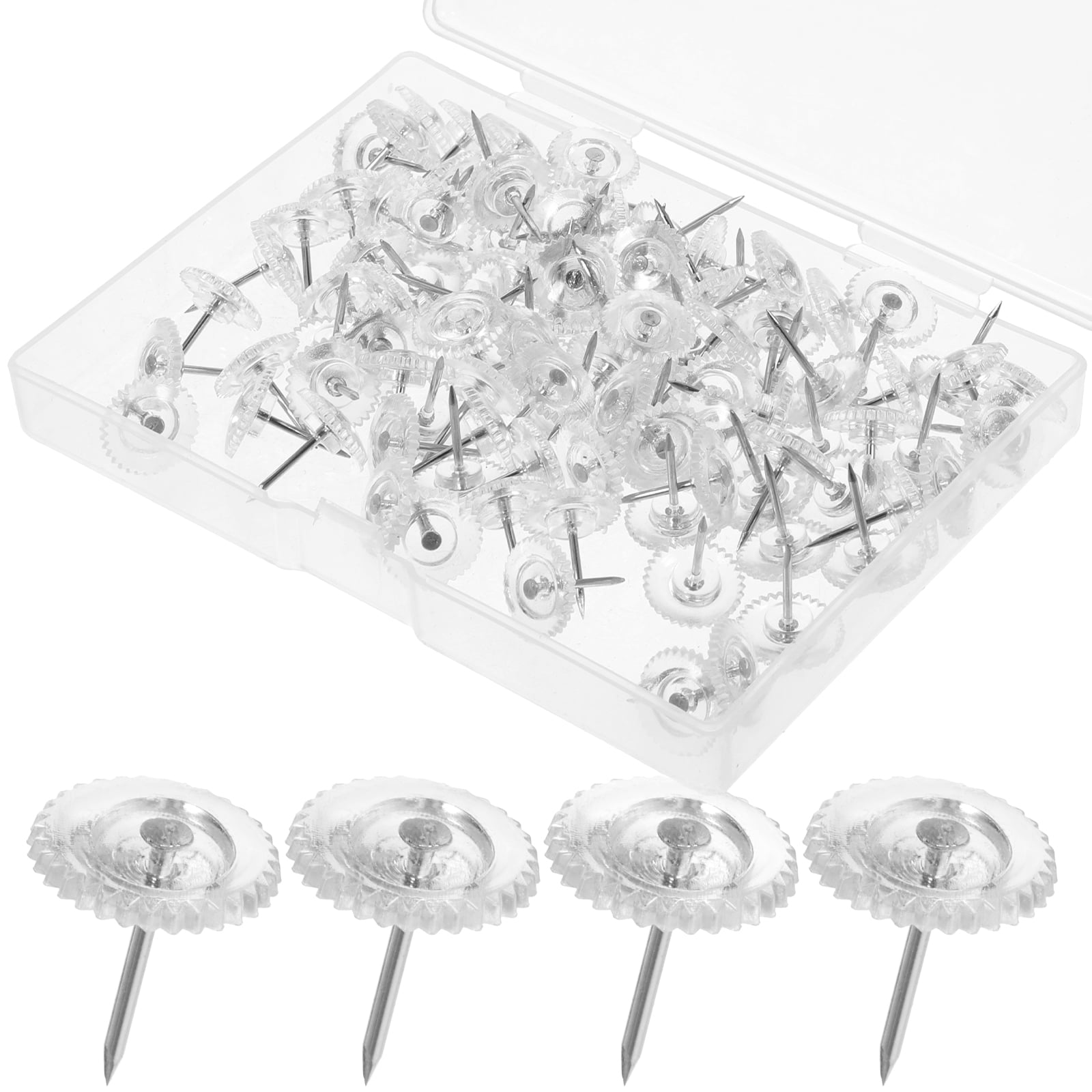100Pcs Clear Whiteboard Tacks Clear Pushpins Thumb Tacks Bulletin