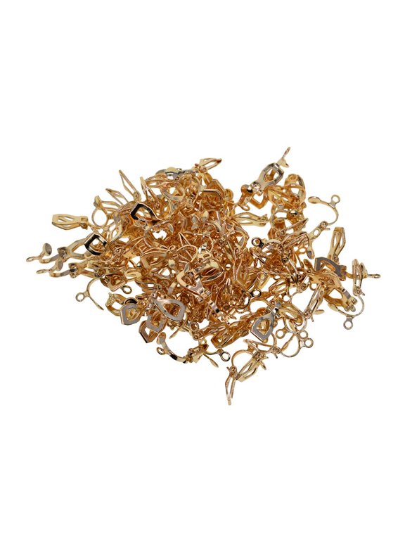 100Pcs Clip on Earring Findings Dangle Earring Converters Uses for DIY Earring And Turn Any Post Or Stud Earring Into A Earring Golden