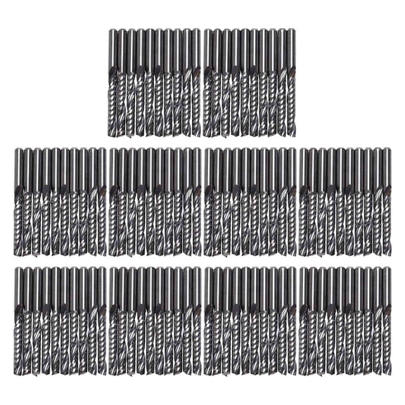 100Pcs Cnc Router Bits 3.175 X 22Mm Single Flute Spiral Carbide Cnc Router Bits Milling Cutter