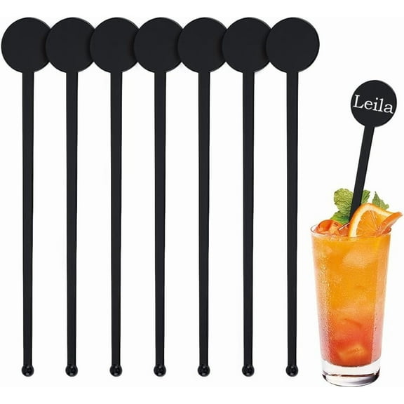 100Pcs Cocktail Swizzle Sticks 7.3 Inches Long Plastic Drink Stirrers Beverage Stirrers Lolipop Stick for Christmas Party Drinks Mixing Rod for Bar Cafes Restaurants Home Wedding (Black)