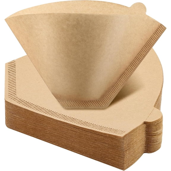 100Pcs Coffee Filters, Unbleached Natural Coffee Filters 2-4 Cup, Disposable Coffee Filters, 4 Cone Paper Compatible with Ninja Coffee Maker, Pour Over and Drip Coffee Maker Brown