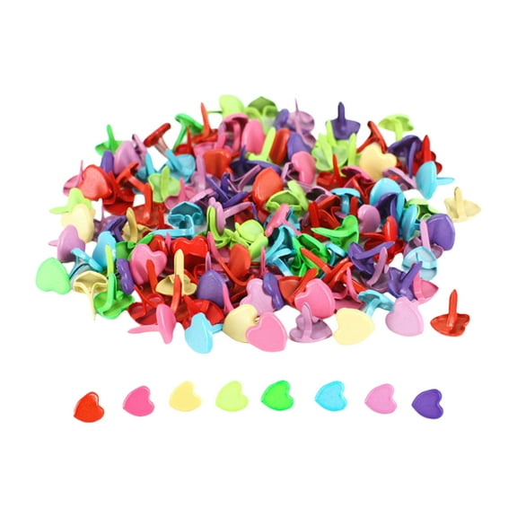 100Pcs Metal Brad Paper Fasteners Multicolor Split Pin Round Flower Heart Brads Scrapbooking Brads Paper Craft Split Pin