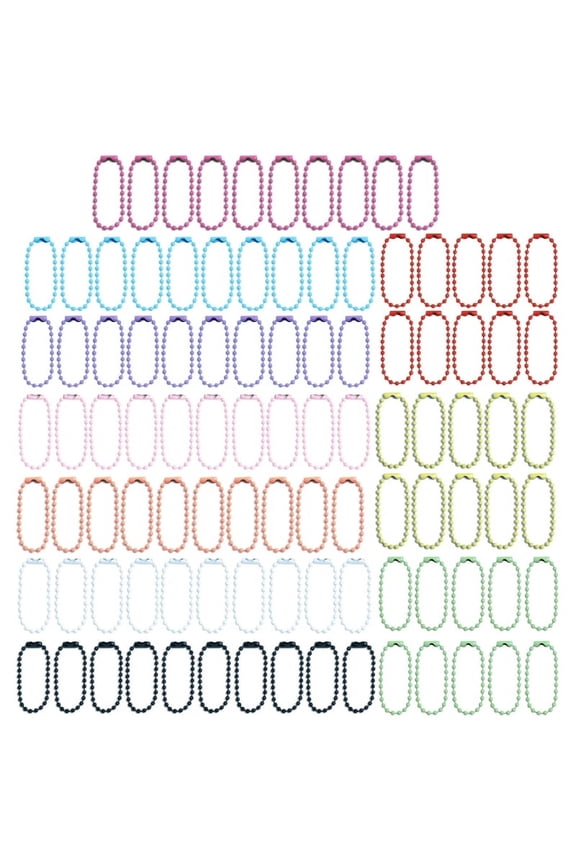 100Pcs Colorful Beaded Chains Metal Ball Beads Chain Keychains for DIY Crafts
