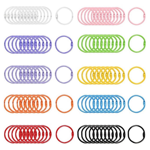 100Pcs Colorful Book Loose Leaf Binder Rings - 3cm Metal Loose Paper Notebook Rings Keychain Rings for Cards, Document