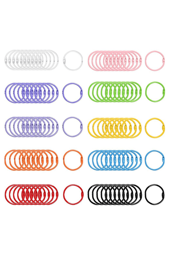 100Pcs Colorful Book Loose Leaf Binder Rings - 3cm Metal Paper Notebook Keychain for Cards, Document