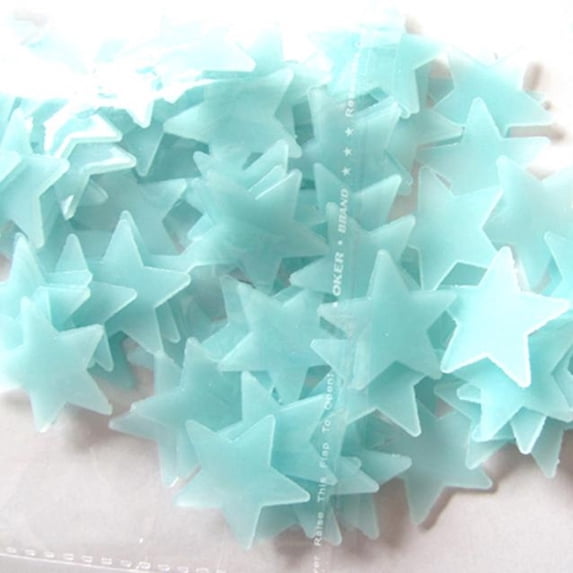 100Pcs Colorful Glow in The Dark Luminous Stars Fluorescent Noctilucent Wall Stickers Murals Decals for Home Art Decor, Ceiling Wall Decorate Bedroom Room Decorations 1.18" Blue
