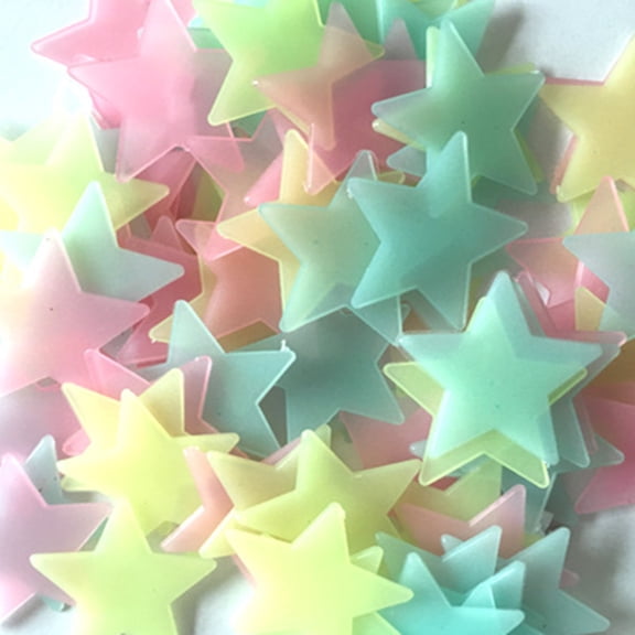 100Pcs Colorful Glow in The Dark Luminous Stars Fluorescent Noctilucent Wall Stickers Murals Decals for Home Art Decor, Ceiling Wall Decorate Kids Babys Bedroom Room Decorations
