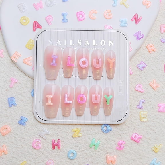 100Pcs Colorful Letters Nail Art Decals for Creative Designs
