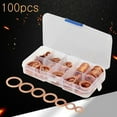 thumbnail image 1 of 100Pcs Copper Crush Washer Gasket Set Flat Ring Seal Assortment Kit M4-M14 Kit, 1 of 14