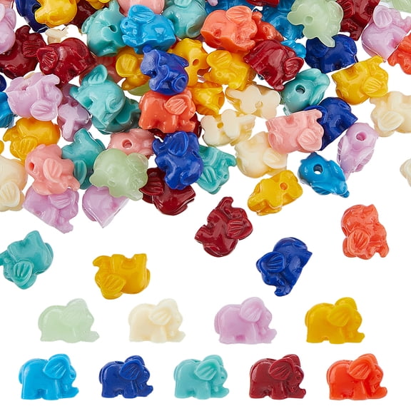 100Pcs Coral Beads Dyed Elephant Mixed Color 10x14.5x8.5mm Hole: 2mm for DIY
