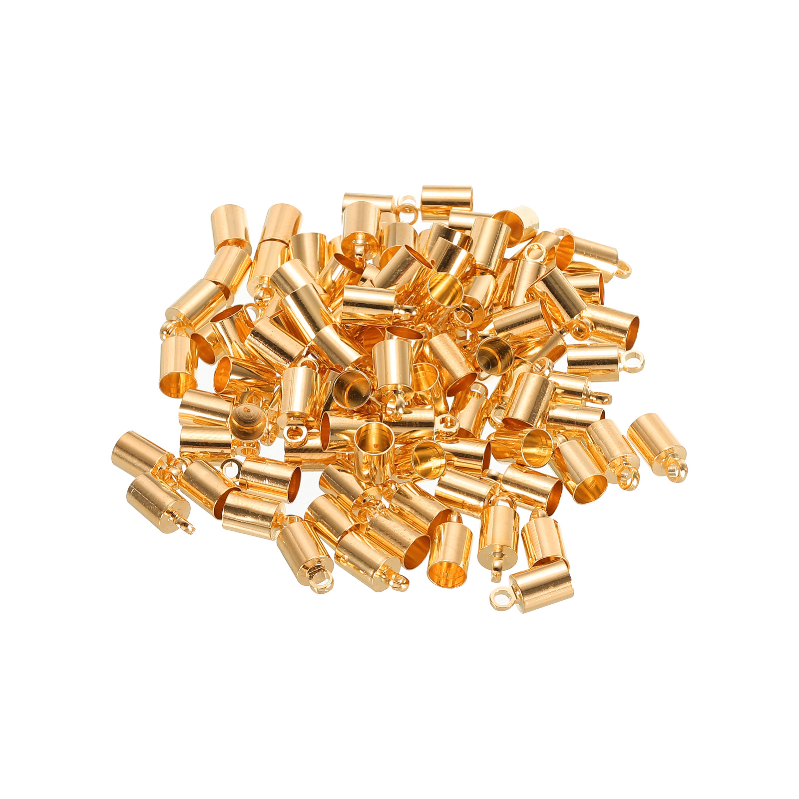 100Pcs Cord End Caps 5.1mm End Cap Barrel Beads Kumihimo End Caps Brass for Jewelry  Making 10mm Length Light Gold 