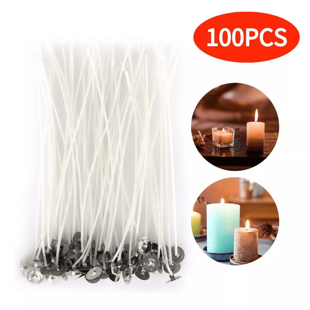100Pcs Cotton Candle Wicks for DIY Candle Making, 6in Pre-waxed Low Smoke  Natural Cotton Wick, Non-Toxic, Lead-free, Luminous, Long-lasting Storage