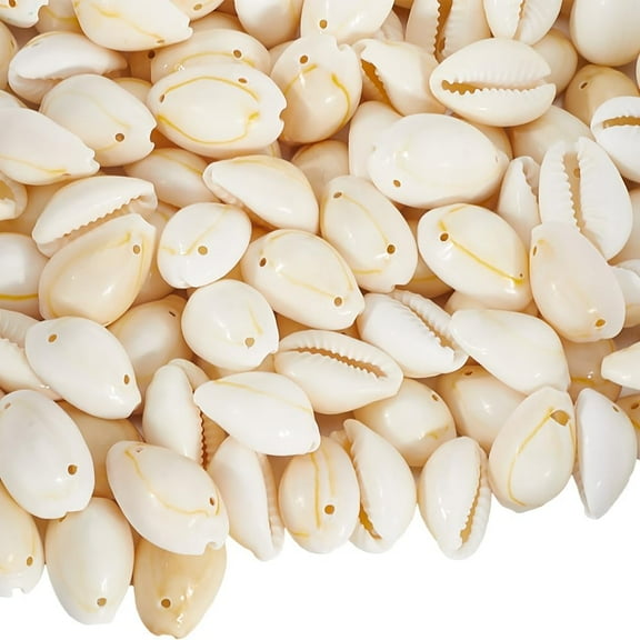 100Pcs Cowrie Shell Beads Bulk Natural Shell Beads with Double Holes Small Summer Seashell Ocean Animal Old Lace Spacer Charm Links Connectors for Jewelry Making Charms Bracelets DIY Crafts 1set