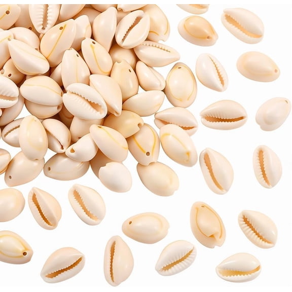 100Pcs Cowrie Shell Beads Seashell Color 18.5~23x13~14x9~11mm Hole: 1.5mm