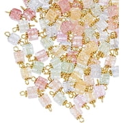 NOBRAND 100Pcs Crackle Glass Connectors Charms Mixed Colors Links Connectors Cube Square Double Holes Spacer Beads for Bracelet Earring Necklaces DIY Crafting Hole 1.5-2mm