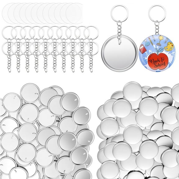 100Pcs Craft Keychain Button Badge Set for Keyring Decoration
