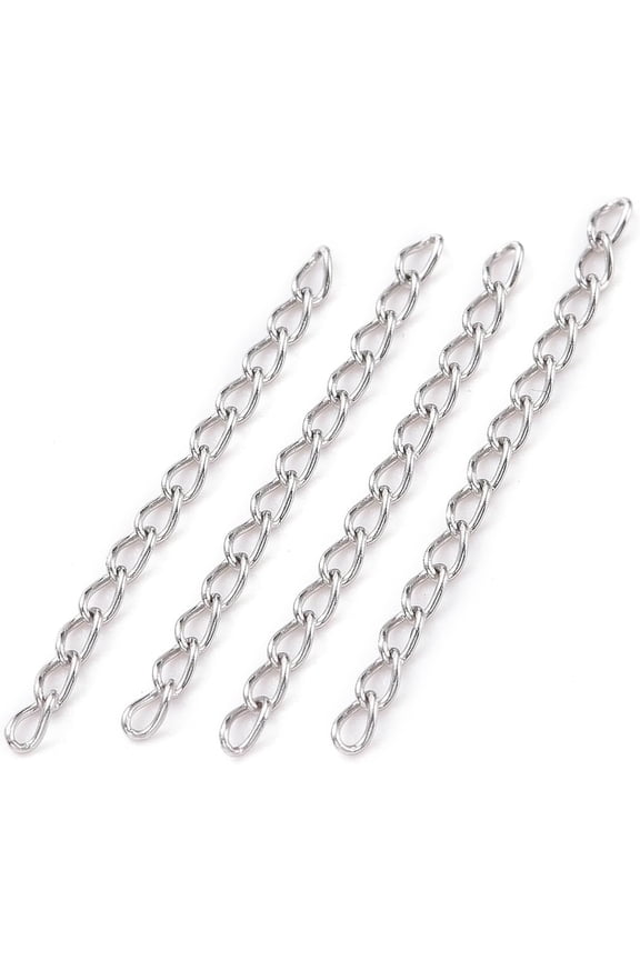 100Pcs Curb Chains Extender Removable Chain Stainless Steel Extension Tails Chain DIY Jewelry Making for Necklace Bracelet Anklet Key Chain