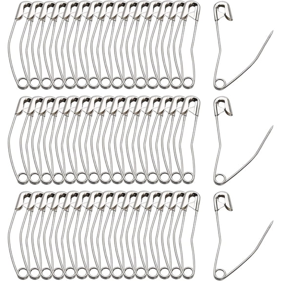 100Pcs Curved Safety Pins Size 3, 2" / 50mm Quilting Basting Pins, Bent Safety Pins for Quilting and Knitting (Sliver)