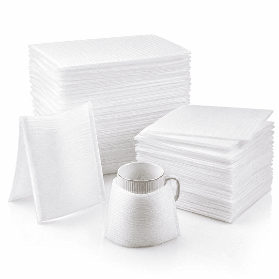 100Pcs Cushion Foam Pouches,11.8"x7.87" Packing Cushioning Supplies for Moving,Foam Wrap Pouches Protect Fragile Items,Cushioning Foam Padding for Packaging Dishes/China/Cups/Plates/Mugs