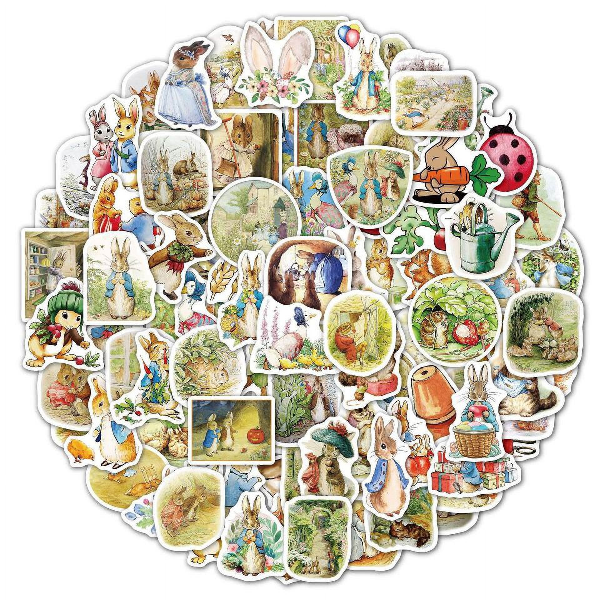 100Pcs Cute Rabbit Stickers Bunny Sticker Vinyl Waterproof Stickers for ...