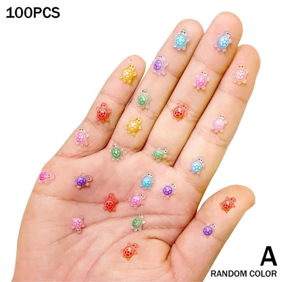 100Pcs Cute Resin Cartoon Little Turtle Nail Resin Designer Decorations For Nail 3D O4Y9 Jewelry Craft