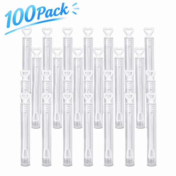 Gaoxin 100Pcs Plastic Bubble Wands, DIY Empty Bubble Bottles, for Wedding, Party, Holiday, Anniversary, Clear