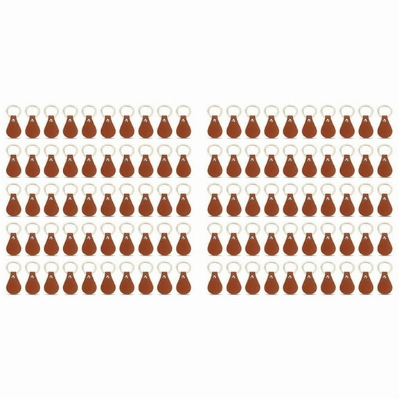 100Pcs DIY Leather Keychains Brown Blank Key Fob Rivets Keychain for Car Door Small Decoration Homemade Gift
