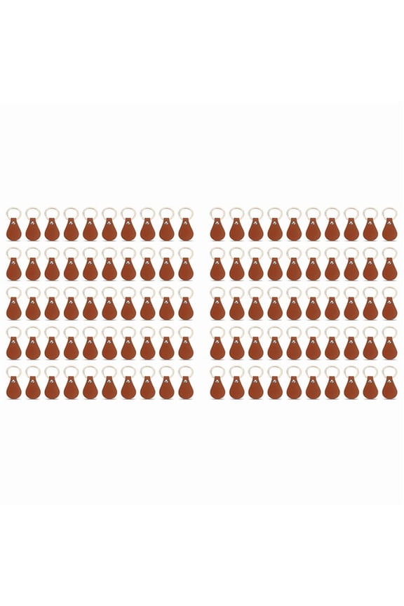 100Pcs DIY Leather Keychains Brown Blank Key Fob Rivets Keychain for Car Door Small Decoration Homemade Gift